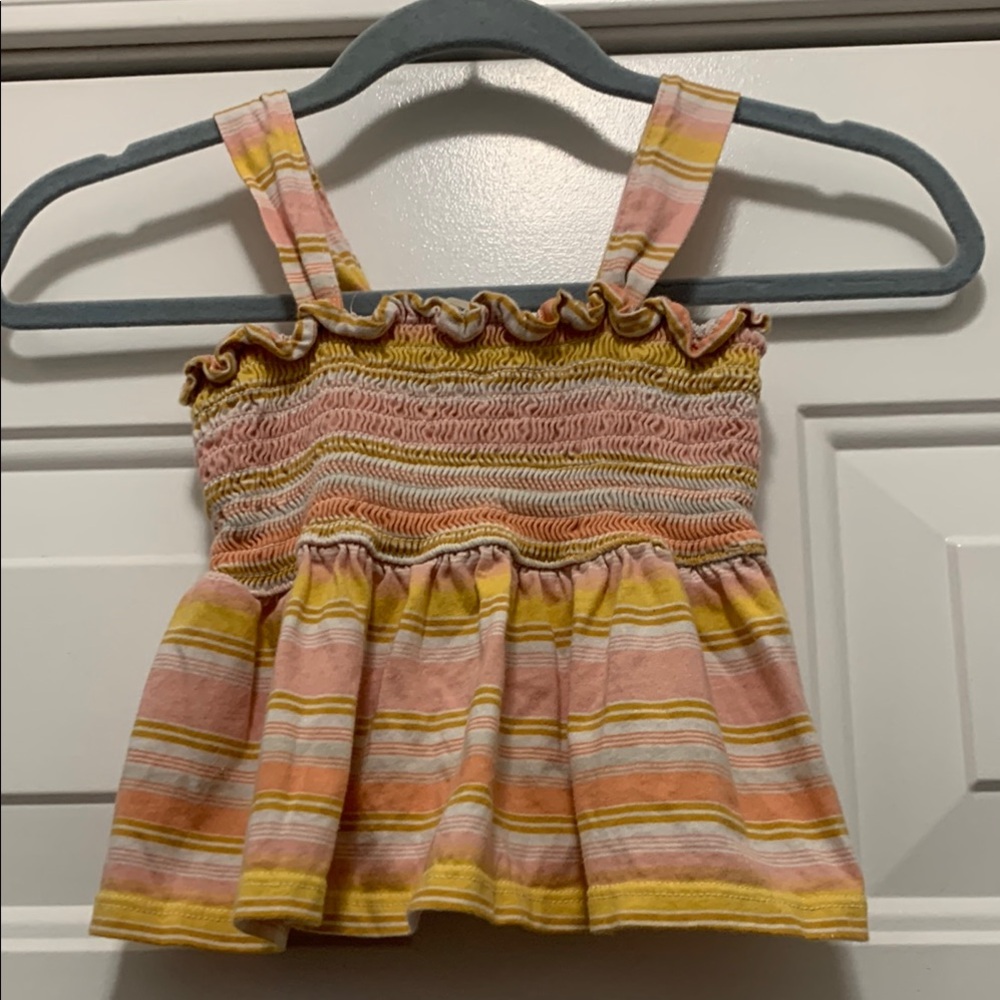 4/$10 OshKosh 100% Cotton Striped Pink and Yellow Kids Top Size 3T